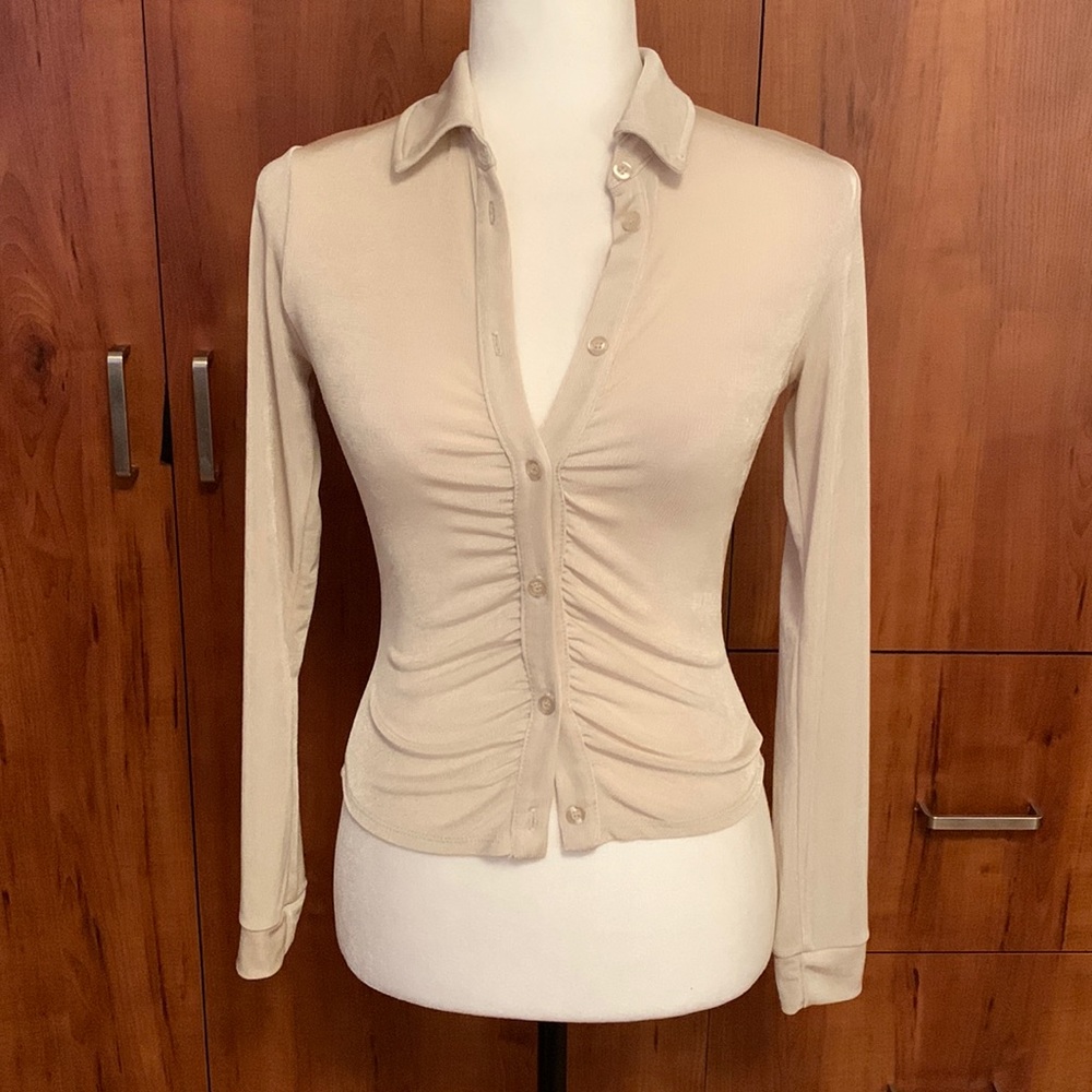 Button Up Ruched Blouse
